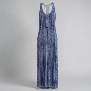 Tart Blue Patterned Racerback Maxi Dress